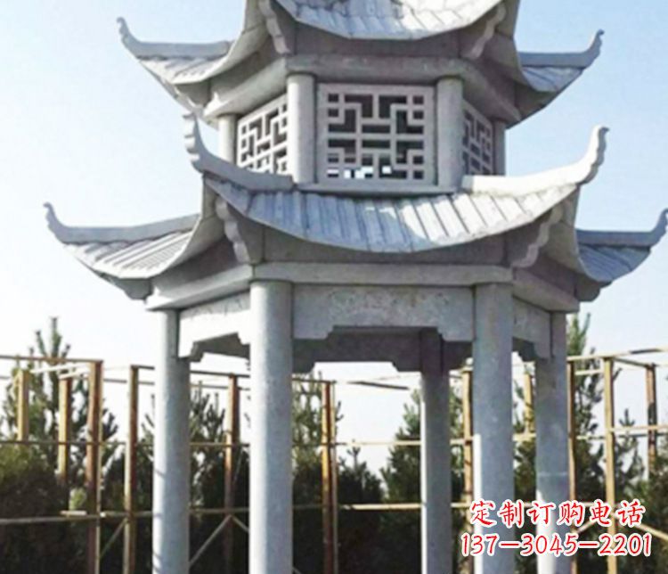 北京双层仿古石凉亭石雕_2