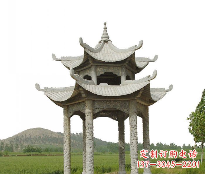北京双层仿古石雕凉亭