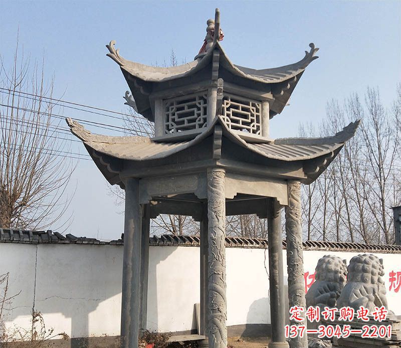 北京双层户外凉亭石雕 (2)