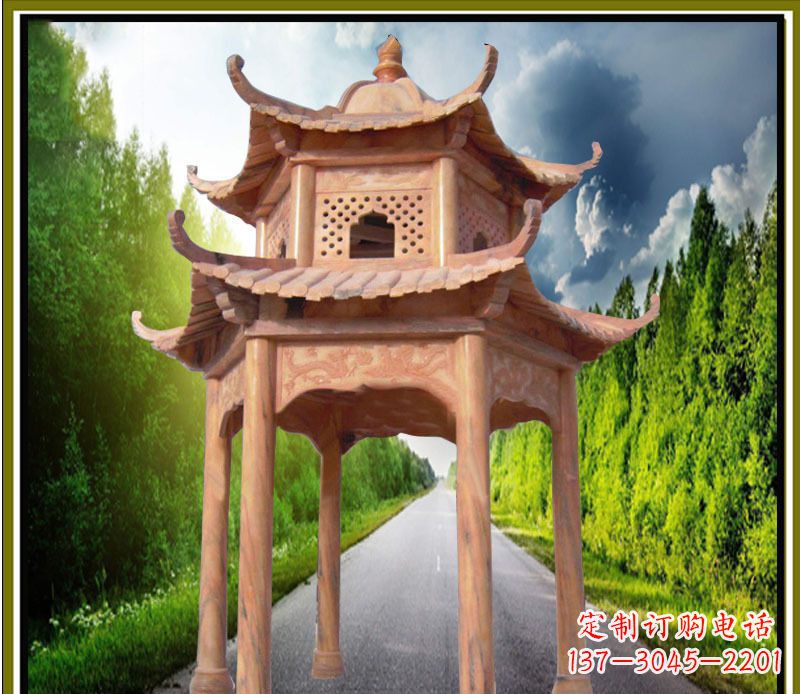 北京双层凉亭园林石雕