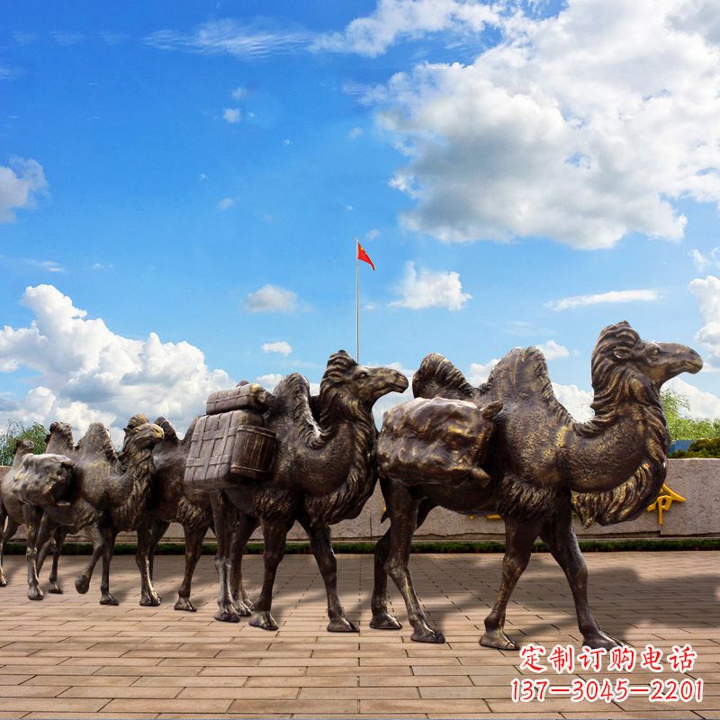北京丝绸之路骆驼队仿铜景观雕塑