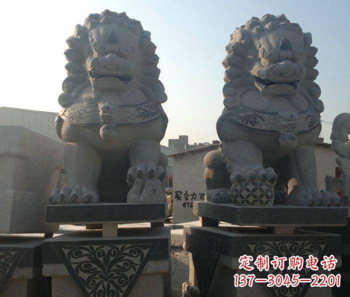 北京寺庙景观仿古石狮子 (2)