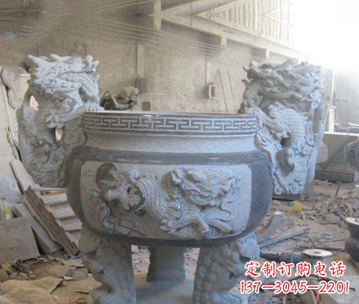 北京寺庙景观龙头水缸石雕