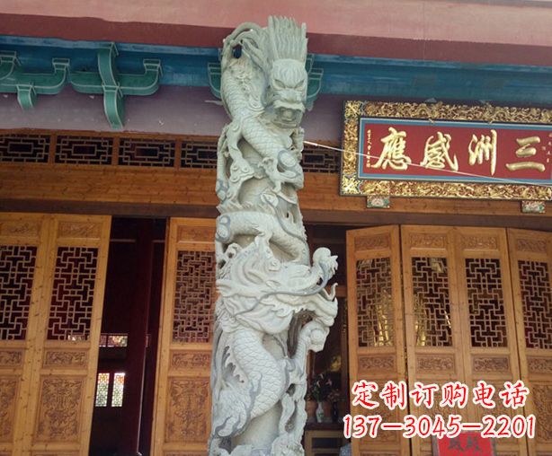 北京寺庙景观龙柱石雕 (2)