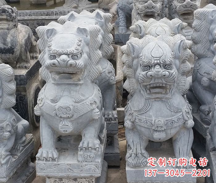 北京寺庙青石狮子石雕