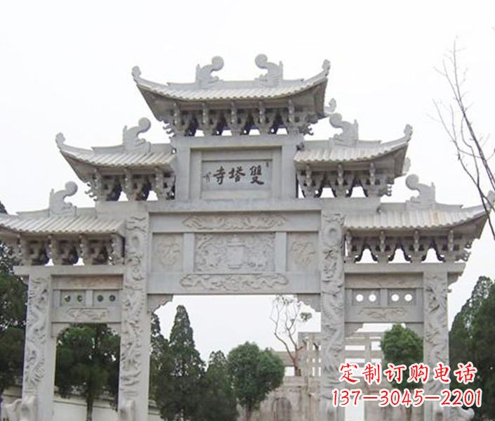 北京寺庙三门牌坊石雕 (2)