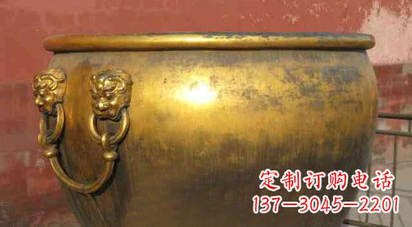 北京寺庙水缸铜雕 (2)