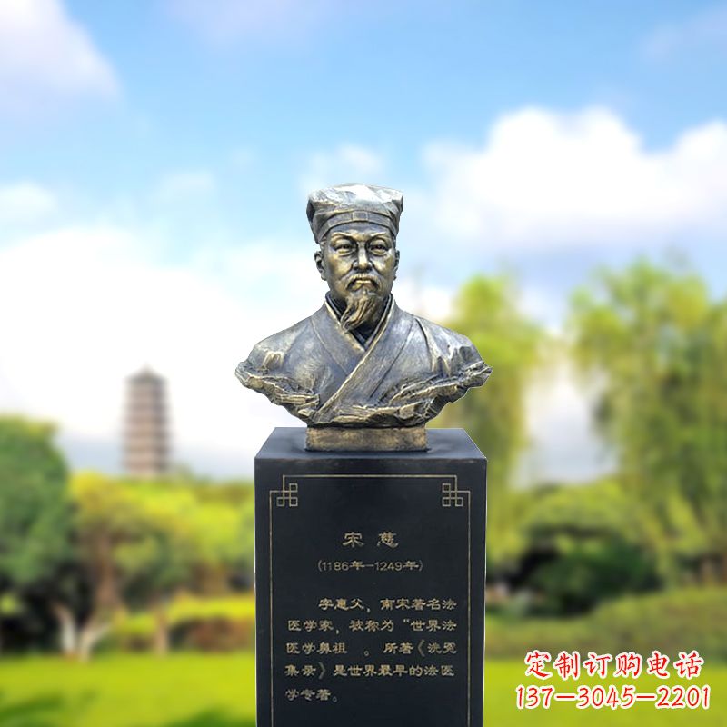 北京宋慈玻璃钢仿铜头像雕塑-医院医学院著名人物半身像