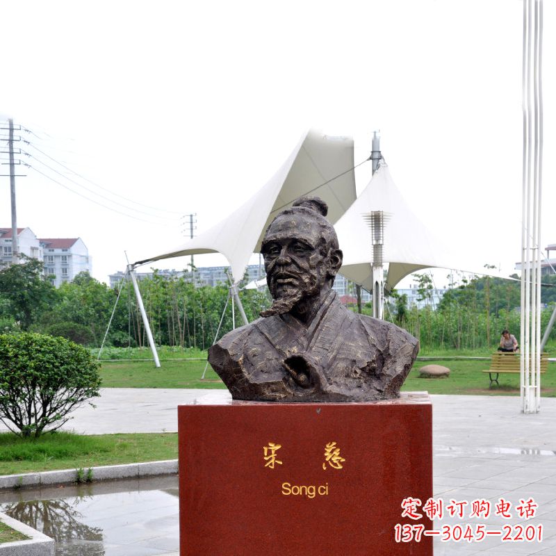 北京宋慈铸铜头像雕塑-古代十大名医园林广场人物雕塑