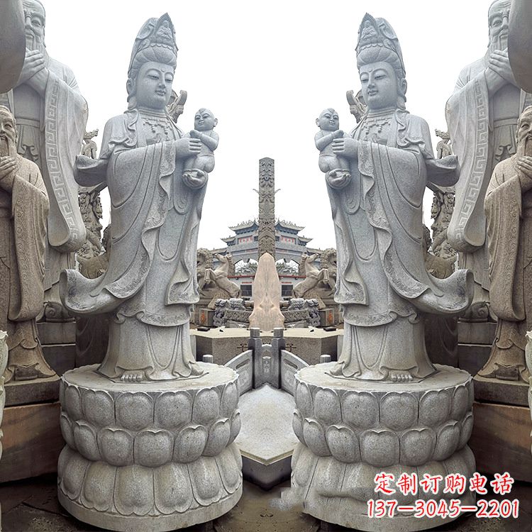 北京送子观音青石雕塑