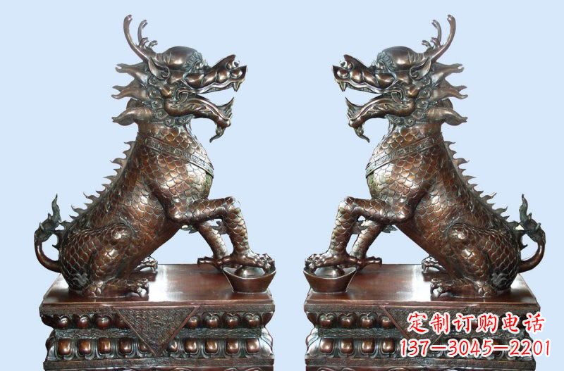 北京铜雕踩元宝招财麒麟