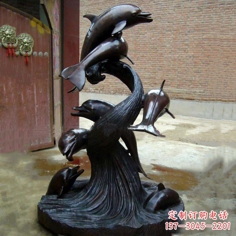 北京铜雕海豚景观雕塑