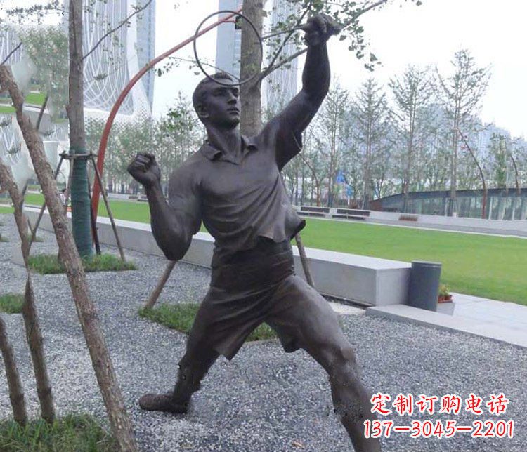 北京铜雕户外公园打羽毛球运动人物摆件