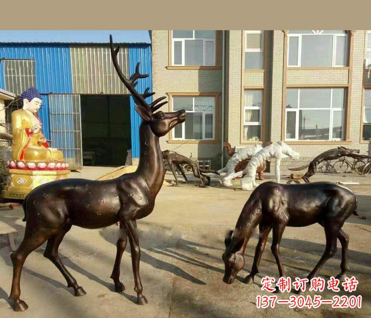 北京铜雕户外公园动物雕塑鹿摆件 (2)