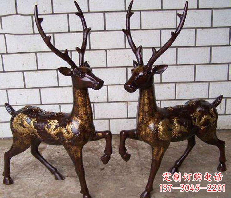 北京铜雕吉祥复古梅花鹿雕塑摆件