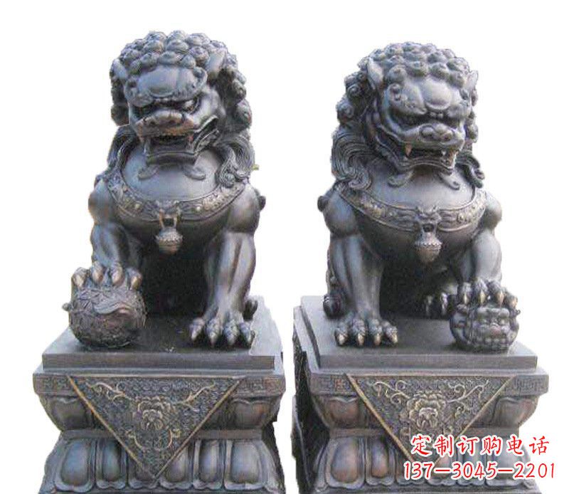 北京铜雕酒店镇宅招财狮子摆件 (2)