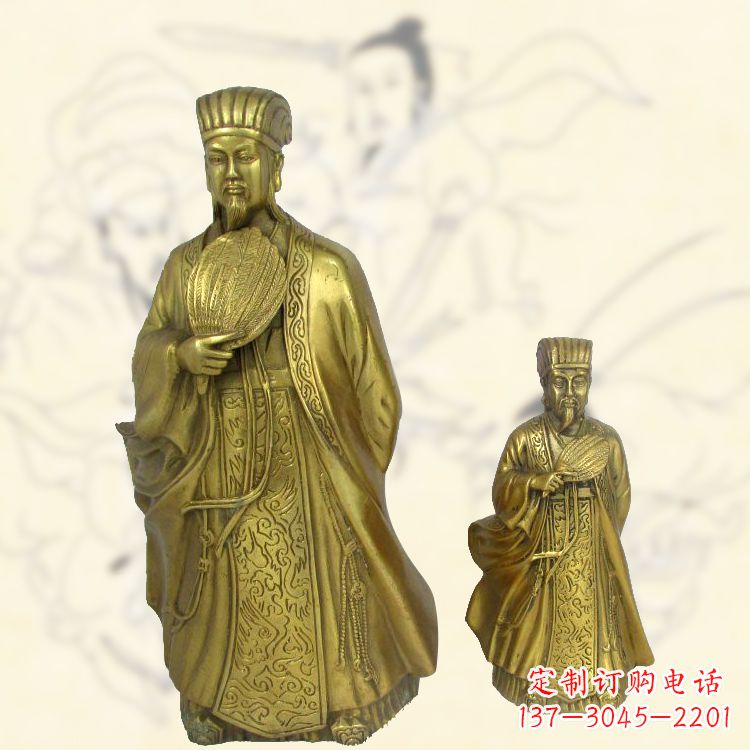 北京铜雕名人诸葛亮雕像-纯铜铸造三国人物雕塑