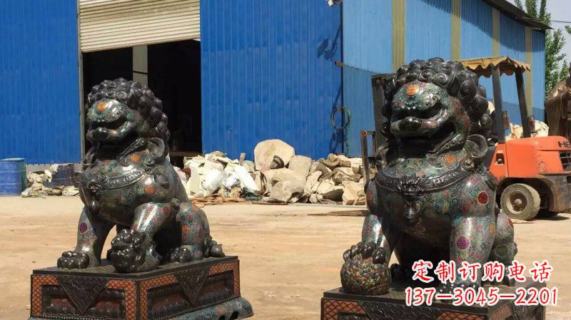 北京铜雕企业招财狮子雕塑摆件
