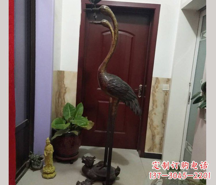 北京铜雕仙鹤踩龟雕塑摆件 (2)