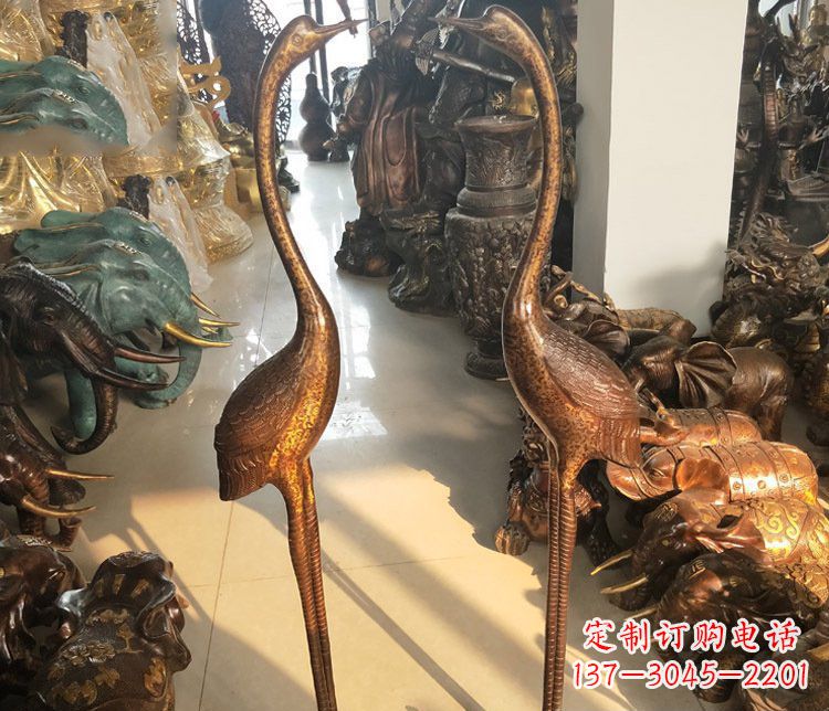 北京铜雕仙鹤踩龟雕塑摆件
