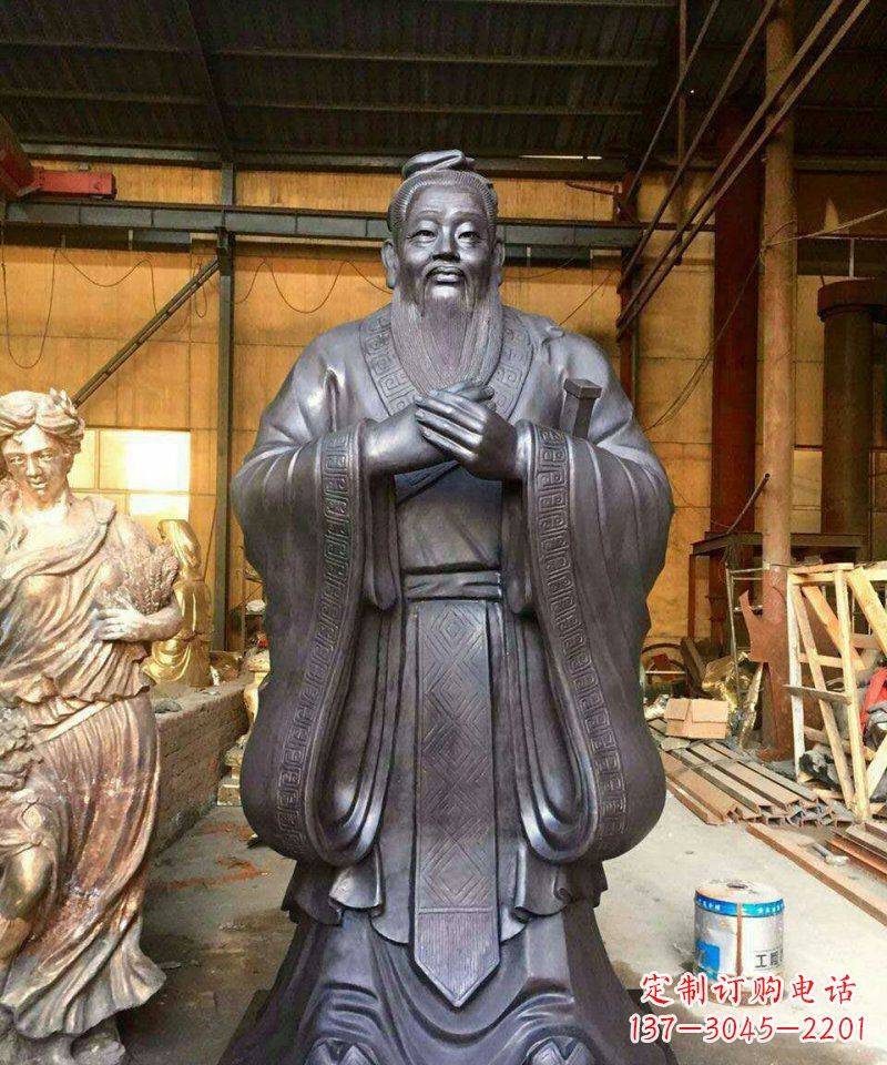 北京铜雕校园孔子人像雕塑