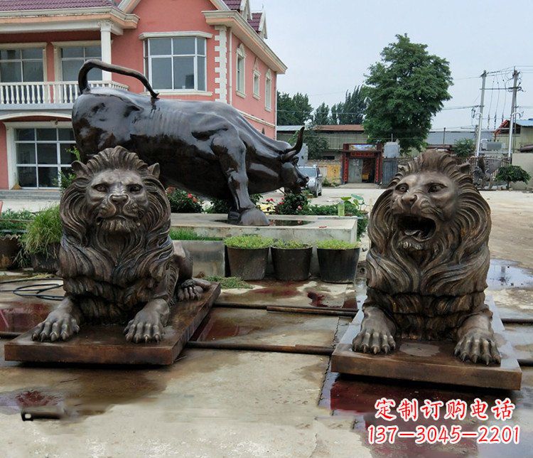 北京铜雕银行门口狮子雕塑摆件