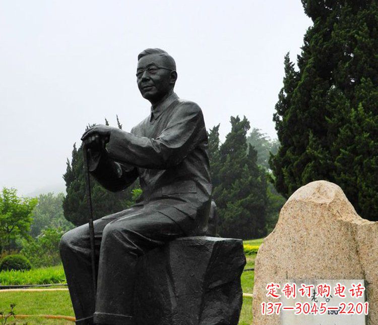 北京铜雕园林老舍人物雕塑