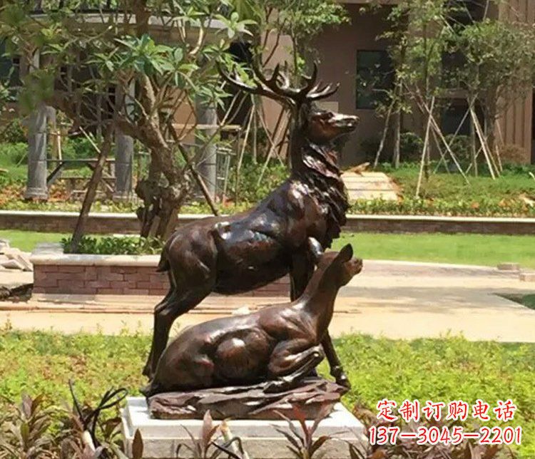 北京铜雕园林梅花鹿雕塑摆件