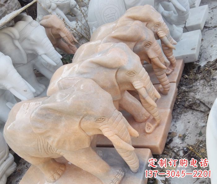 北京晚霞红大象门口石雕