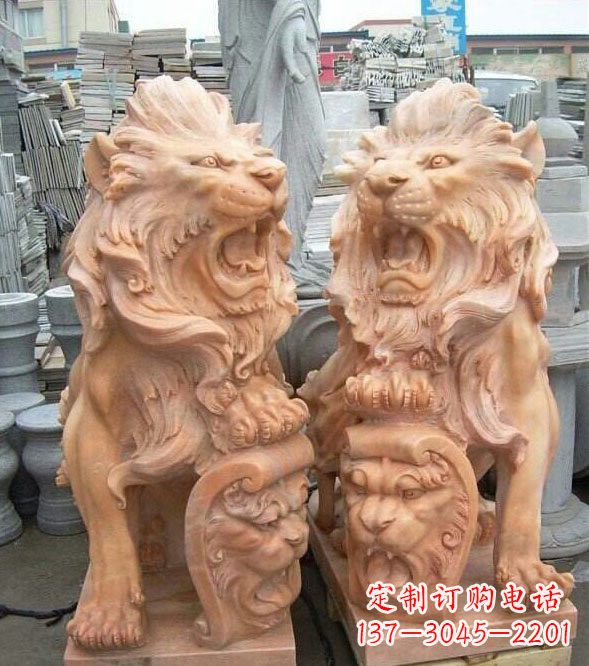 北京晚霞红盾牌欧式狮子