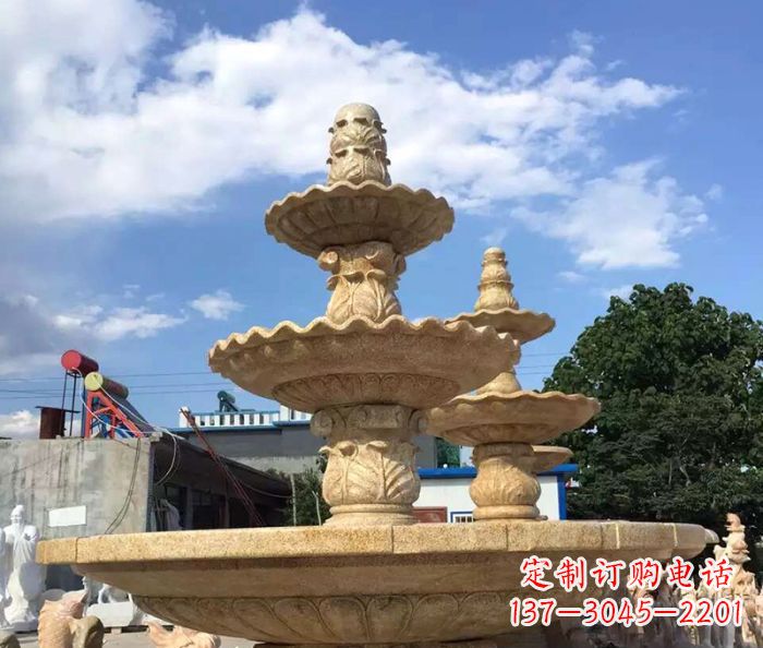 北京晚霞红多层喷泉石雕