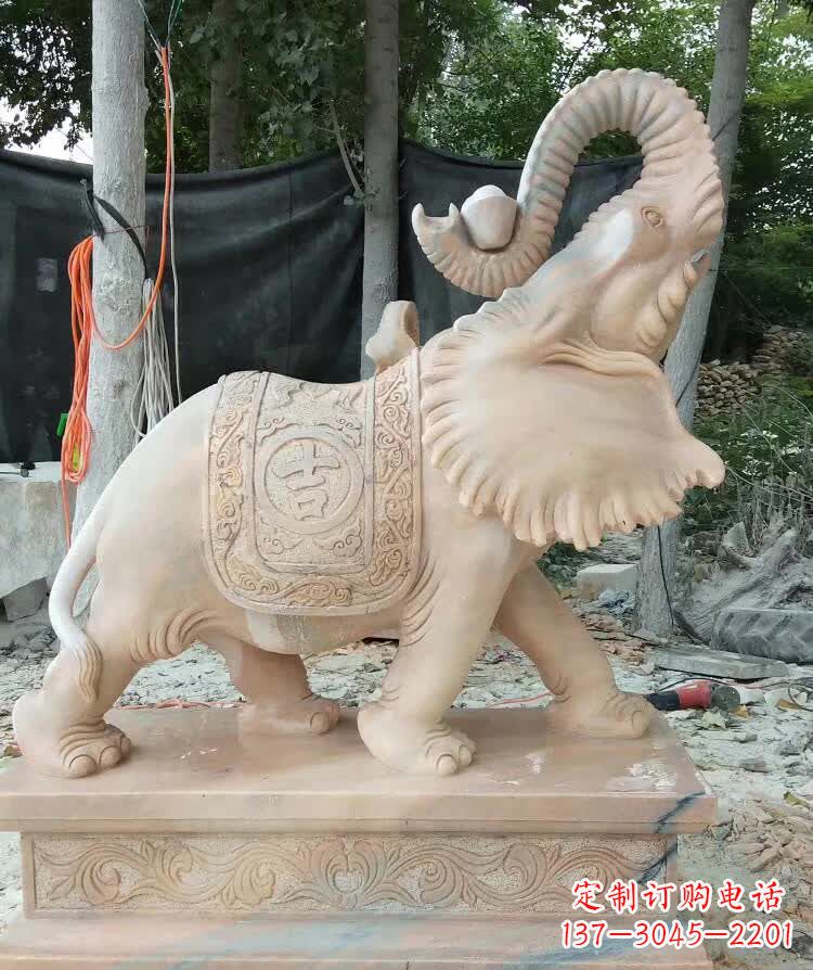 北京晚霞红卷元宝大象雕塑