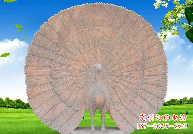 北京晚霞红开屏孔雀雕塑