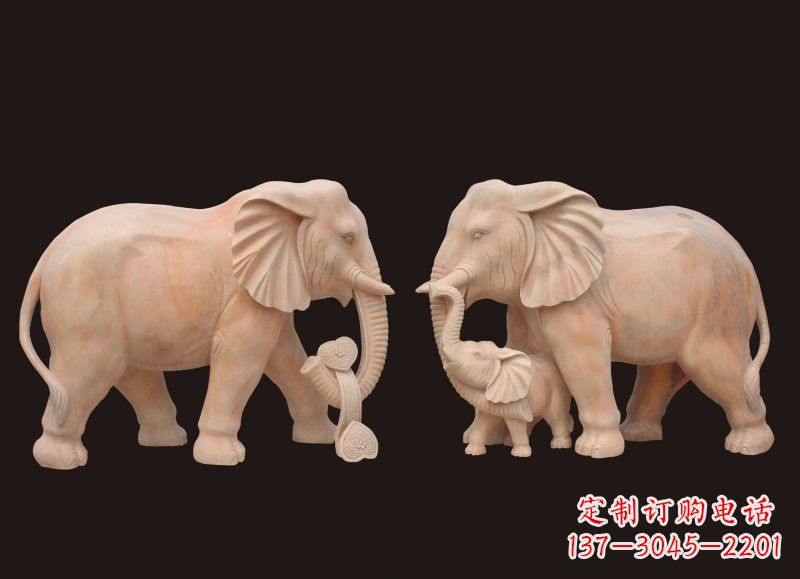 北京晚霞红母子大象雕塑