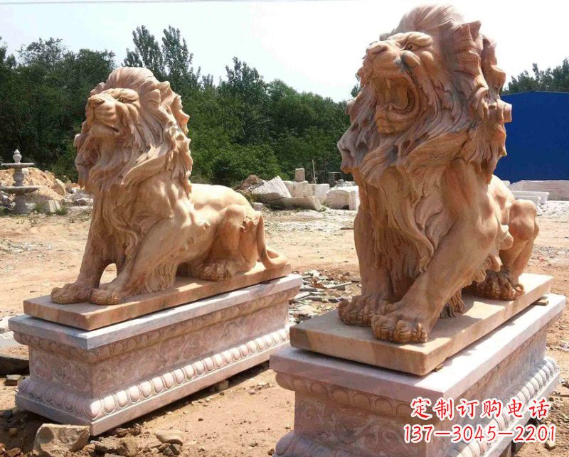 北京晚霞红欧式狮子雕塑222