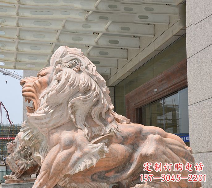 北京晚霞红欧式狮子石雕 (3)