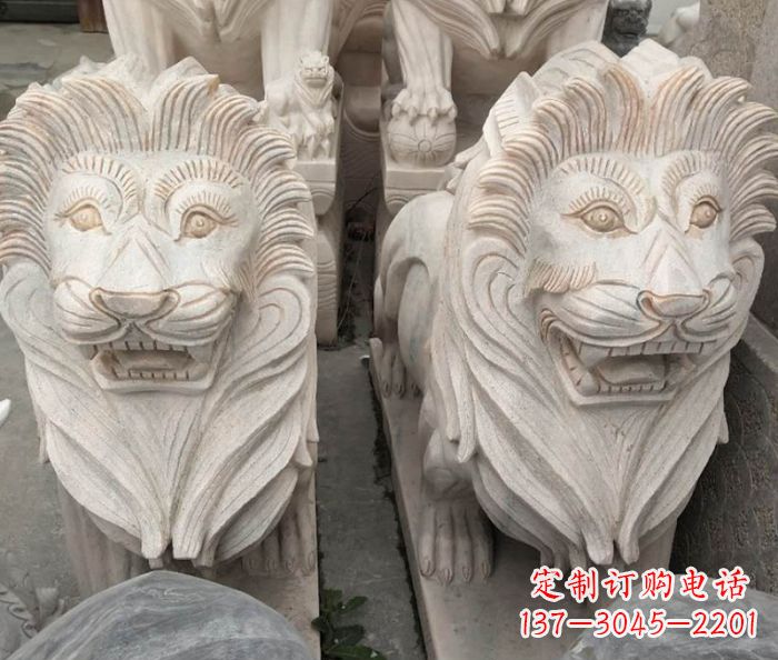 北京晚霞红欧式狮子石雕 (2)