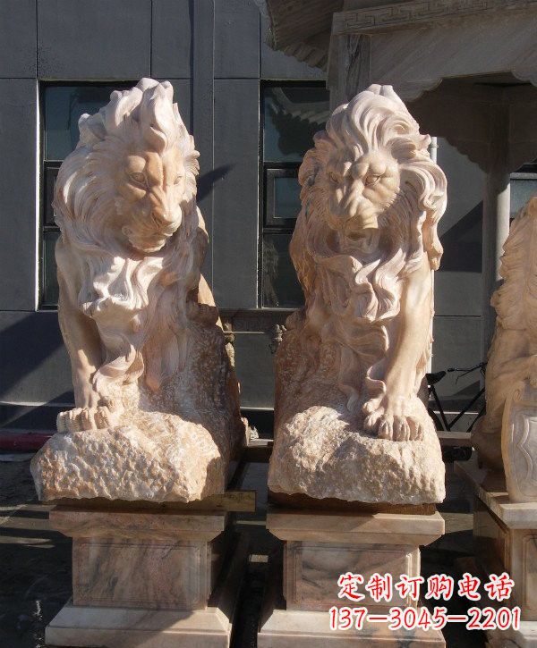北京晚霞红欧式狮子石雕