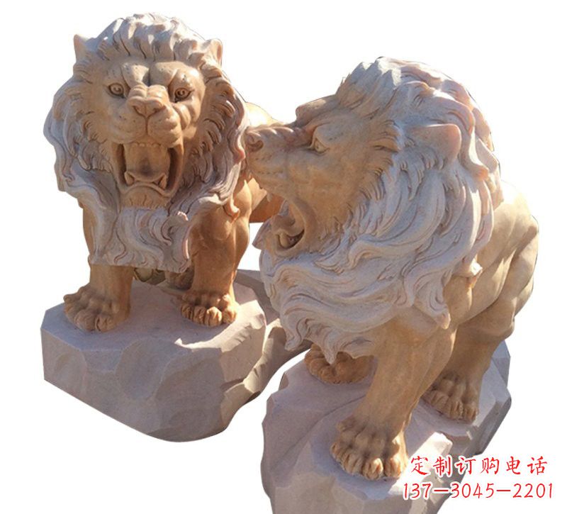 北京晚霞红欧式西洋狮子雕塑