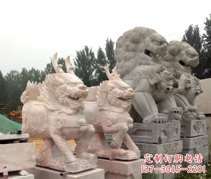 北京晚霞红瑞兽麒麟石雕