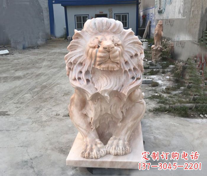 北京晚霞红西洋欧式狮子石雕
