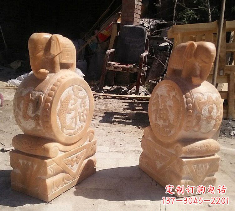 北京晚霞红小象门墩