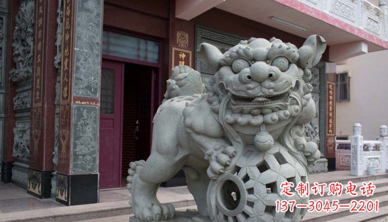 北京网球狮石雕南方狮子雕塑