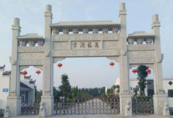 北京独特艺术风格的农村三门牌坊石雕