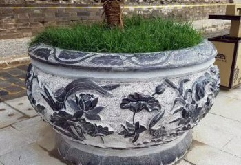 北京青石仿古风格的花盆雕塑