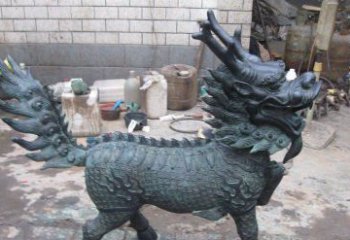 北京青铜雕制神兽麒麟，艺术匠心之至