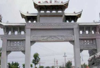 北京中领雕塑-三门牌坊大理石石雕