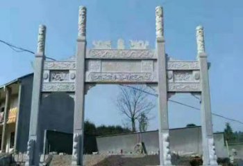 北京三门仿古牌坊石雕，精致雕刻典雅之美