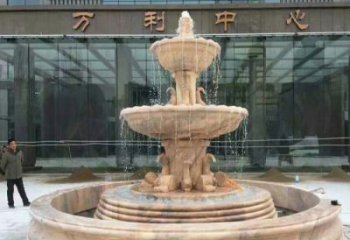北京晚霞红三层欧式喷泉石雕—来自中领雕塑的艺术匠心品质