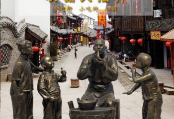 北京领雕塑：特色小品铜雕糖人